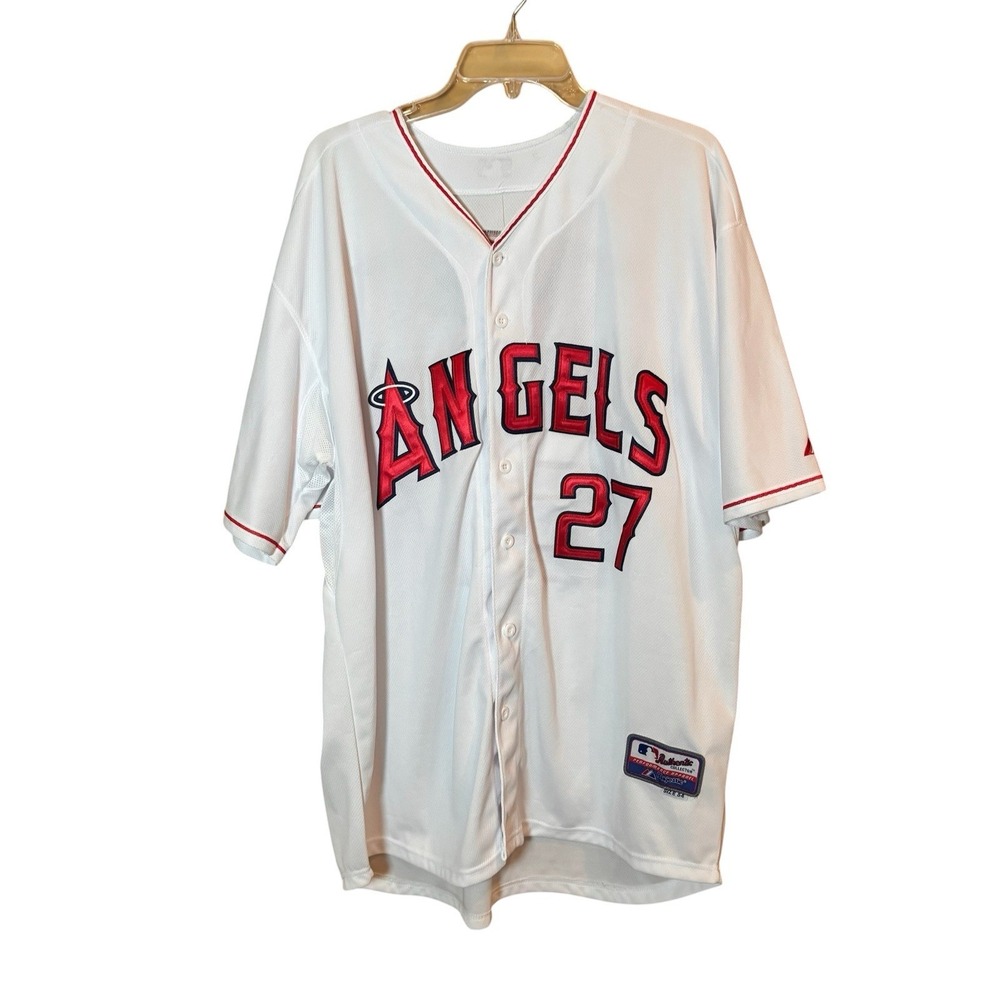 NWT Majestic Mike Trout #27 Los Angeles Angels Cool Base Jersey White Size 54